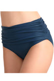 Ruched Solid Color Full Coverage Bikini Shorts